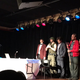 From left: Will Menaker, Virgil Texas, Felix Biederman, Brendan James, Matt Christman, and Amber A’Lee Frost onstage at Littlefield in Brooklyn, New York. (Photo: Brendan James)